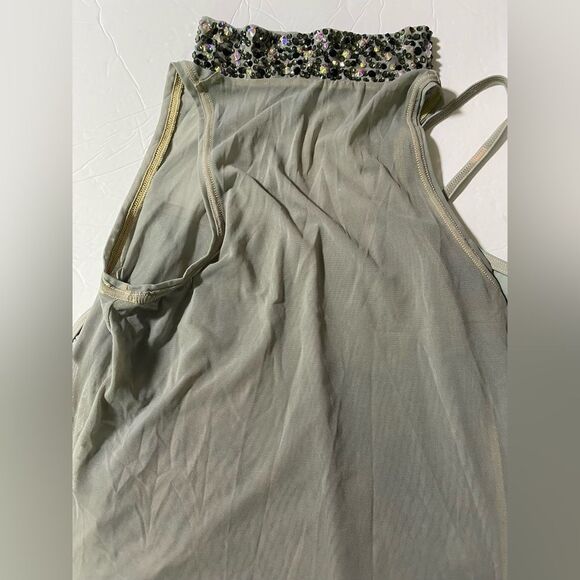 Weissman solo dance costume gray mesh tunic stoned Overdress D10664 MA adult - Picture 4 of 15